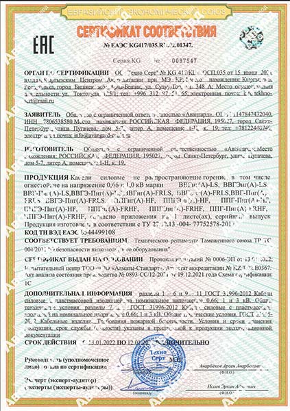 Огнестойкий кабель «АВАНГАРД»